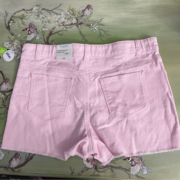 Arizona Jean Co. Shortie Shorts Adjustable Waistband Stretch 16 1/2 Plus Pink - Picture 7 of 10